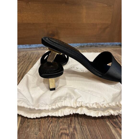 Good American Black Mules with Gold and Rhinestone Kitten Heels, 9, NEW *NO BOX* - Picture 5 of 5